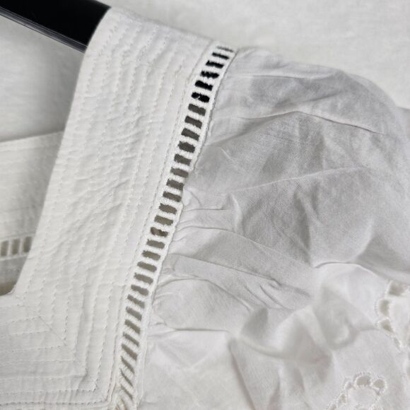 Madewell NWT Eyelet Flutter Sleeve Cotton Blend Women Top Size Small Square Neck - Picture 3 of 16